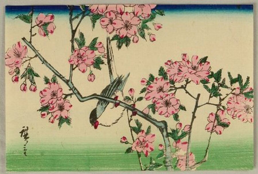 18. pajaro-flores-cerezo-hiroshige-1830-arte-japones